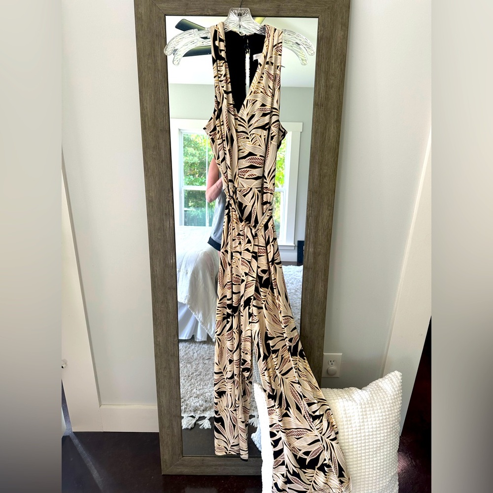 London Times Black and Cream Jumpsuit with Relaxed Fit